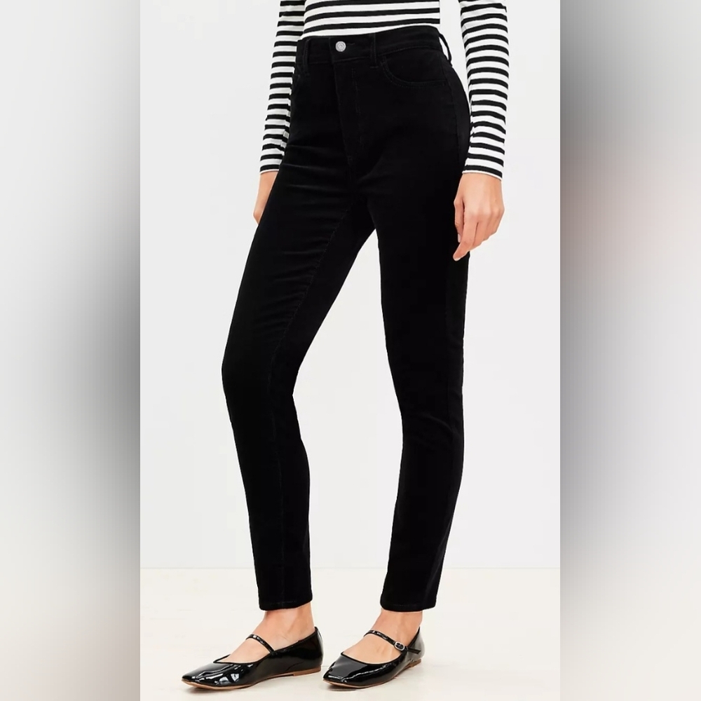 LOFT High Rise Skinny Curvy Corduroy Pants Sz 6 / 28 Black